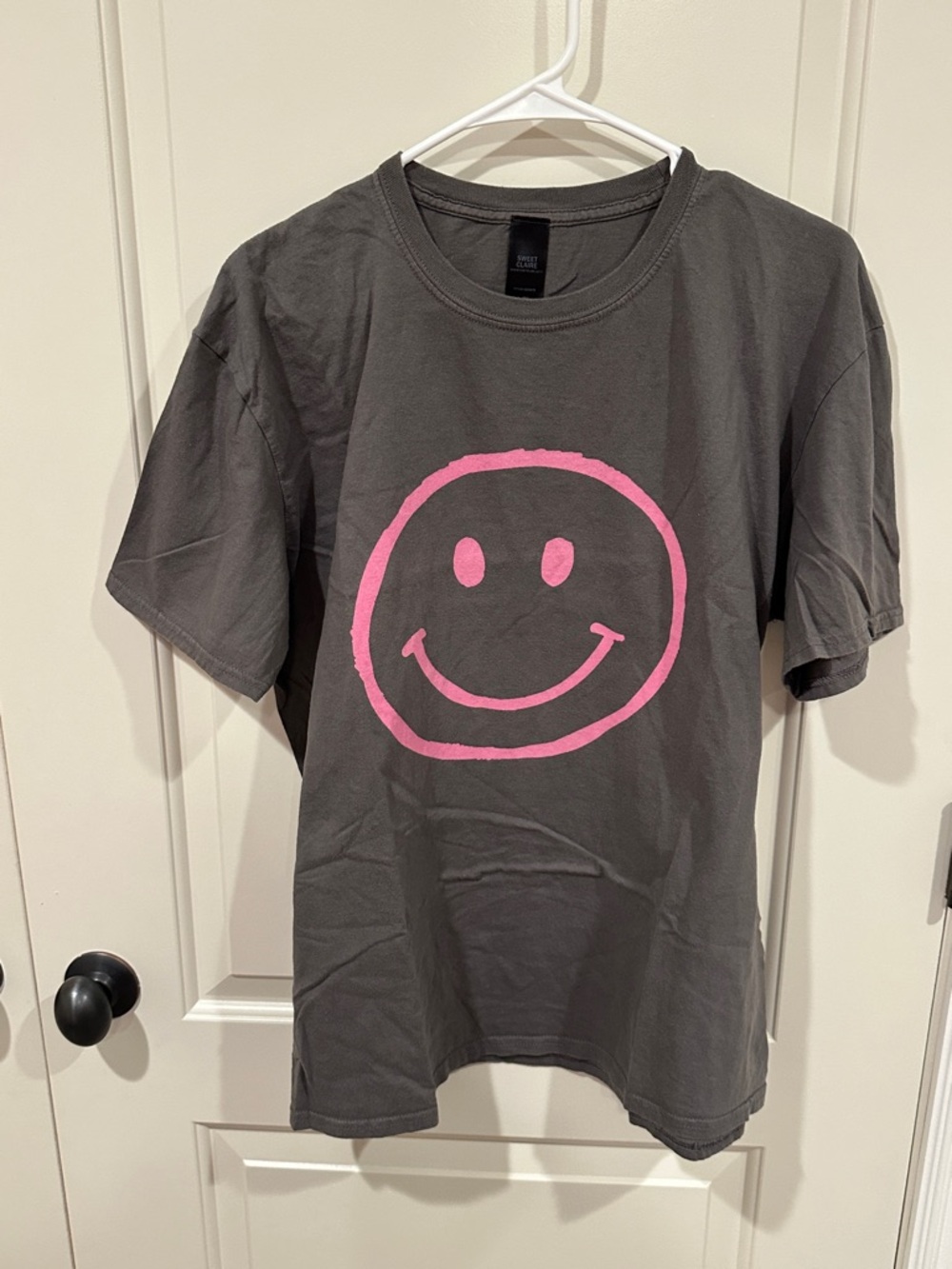 Gray Tee with Pink Smiley